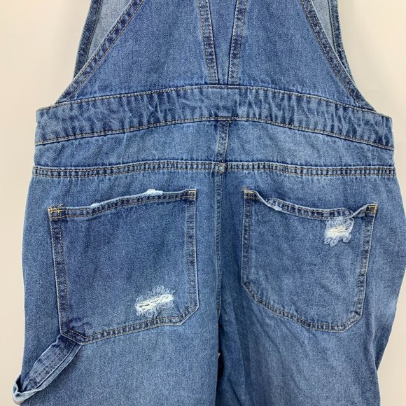 Arizona Denim Overalls Blue Distressed Straight Leg Jeans - Picture 8 of 9